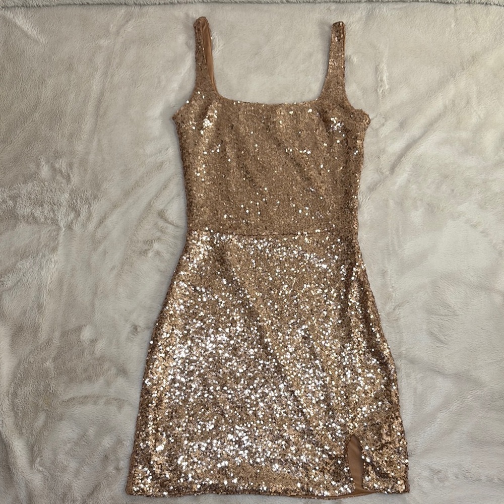 Club L London Sparkling Gold Mini Dress